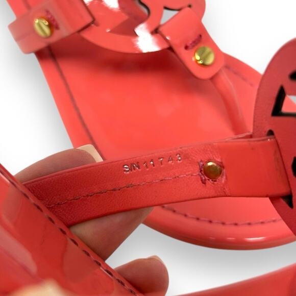 Tory Burch Patent Leather Miller Sandal Coral Crush 7 Women’s - Picture 10 of 12
